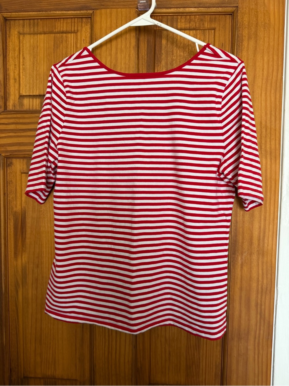 Chaps Red & White Striped Criss Cross Back Top
